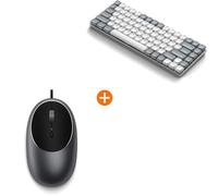 Satechi Aluminium C1 Wired USB C Mouse and SM1 75 Mechanical Keyboard (US QWERTY Layout with No £ Sign) Bundle