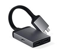 Satechi Aluminium Type-C Dual HDMI Adaptor 4K 60Hz with USB-C PD Charging - for M2/ M1 MacBook Pro/Air (Space Grey)