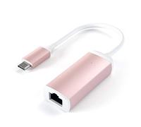 SATECHI Aluminium Type C Gigabit Ethernet Adaptor, Compact and Fast for MacBook Air & Pro M5 M4 M3, iPad Air & Pro M5 M4 M3, iPad Mini, iPhone 17, 16, 15, Surface, ThinkPad & More - Rose Gold