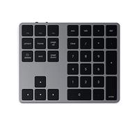 Satechi Bluetooth Extended Numeric Keypad - Slim Rechargeable 34-Key Numberpad - for M4/M2/M1 MacBook Pro/Air, M4/M2/M1 iPad Pro/Air, M2 Mac Mini, iMac M1/M4 (Space Grey) (US-QWERTY LAYOUT)