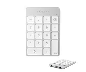 Satechi Bluetooth Numeric Keypad - Slim Aluminium Wireless 18-Key Number Pad - Portable USB-C Rechargeable Numpad for MacBook, Windows, iMac, Mac Mini, Laptops and More - Silver (US English layout)