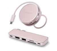SATECHI Bundle OntheGo 5-in-1 USB-C Hub and 6-in-2 USB-C Snap Hub (Blush) Bundle
