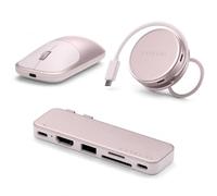 Satechi Bundle Slim EX Wireless Mouse, OntheGo 5-in-1 USB-C Hub and 6-in-2 USB-C Snap Hub (Blush) Bundle