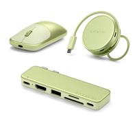 Satechi Bundle Slim EX Wireless Mouse, OntheGo 5-in-1 USB-C Hub and 6-in-2 USB-C Snap Hub (Citrus)