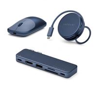 Satechi Bundle Slim EX Wireless Mouse, OntheGo 5-in-1 USB-C Hub and 6-in-2 USB-C Snap Hub (Indigo) Bundle