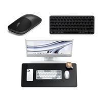 SATECHI Bundle Synthetic Material Desk Mat Black and Slim EX1 Wireless Keyboard Space Black US QWERTY Layout and Slim EX Wireless Mouse