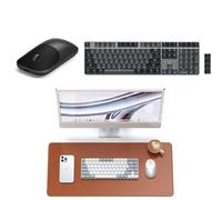 SATECHI Bundle Synthetic Material PU Desk Mat Brown and Slim EX Wireless Mouse Space Black and SM3 Mechanical Keyboard Dark Grey Grey US QWERTY Layout Full Size 108 Keys LED Backlit