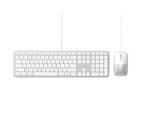 SATECHI Combo Wired Keyboard & Mouse Slim CLX3, US QWERTY, Silver | English layout, cross-platform, compact desktop design, for Mac, Windows and PC setups