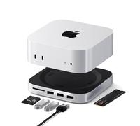 SATECHI Hub & Stand Mac mini M6, M5 Pro, M4, NVMe SSD Enclosure, Silver | 2x USB-A up to 10 Gbps, USB-A data port, SD card reader, optimized self-cooling, for Mac Mini M6, M5 Pro, M4/M4 Pro