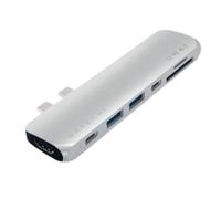 SATECHI USB C Hub Adapter, 7 in 1 Dongle with 4K HDMI, 87W PD Charging, USB-C Data, 2 USB-A Data, Micro/SD Card Readers, for MacBook Pro/Air M1 M2 M3 M4 - Silver