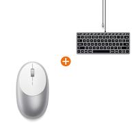 Satechi M1 Wireless Bluetooth Mouse Slim W1 Wired Keyboard (US QWERTY Layout with No £ Sign) Bundle