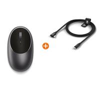 Satechi M1 Wireless Bluetooth Mouse Space Gray and USB C to USB C Right Angle Braided Cable Bundle