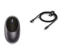 Satechi M1 Wireless Bluetooth Mouse Space Grey and USB C to USB C Right Angle Braided Cable Bundle