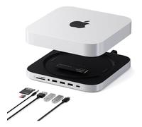 SATECHI Mac Mini Hub & Stand with SSD Enclosure for NVME/SATA M.2, Dock with USB-C 10Gbps, 3 USB-A 5/10Gbps, 2.0 Audio Jack, for Mac Studio M1 - M4,