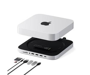 SATECHI Mac Studio M5 USB-C Hub & Stand, NVMe/SATA SSD Enclosure, Silver | USB-C 10 Gbps, 3× USB-A up to 10 Gbps, 3.5 mm audio, for Mac Studio M5 Max/Ultra-M1; not compatible with Mac mini M4