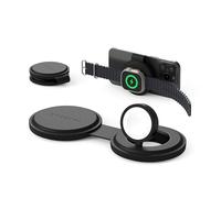 SATECHI OntheGo™ 2-in-1 Wireless Charger, Qi2 Portable Charger with 15W Fast Charging for iPhone and 5W for Apple Watch, Magnetic Travel Charging Station - Black