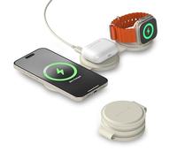 SATECHI OntheGo™ 3-in-1 Foldable Qi2 15 W Wireless Charger, Sand | Power adapter not included, minimum 36 W required, 15 W for iPhone 12-17, 5 W for Apple Watch and AirPods