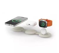 SATECHI OntheGo™ 3-in-1 Wireless Charger, Qi2 Portable Charger with 15W Fast Charging for iPhone, 5W for Apple Watch, and 5W for AirPods, Magnetic Travel Charging Station - Sand