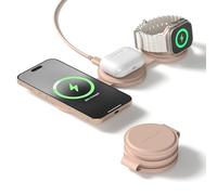 SATECHI OntheGo™ 3 in 1 Wireless Charger, Qi2 Portable Travel Station with Fast Charging for iPhone 17-12, Apple Watch & AirPods, Desert Rose ( - )