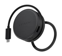 SATECHI OntheGo™ 7-in-1 USB-C Hub, Compact Magnetic Multiport Adapter, 100W PD, HDMI 4K/60Hz, Gigabit Ethernet, 2×USB-A 5Gbps, SD/microSD Reader, Coiled Cable, for Mac & Windows - Space Black