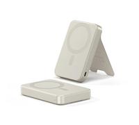 SATECHI OntheGo Power Bank, Qi2 Power Bank 10000mAh, 15W Fast Charging, Portable Battery Pack with Stand for for iPhone 17, 16, 15 to 12 Series, Android - Sand