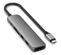 SATECHI 6-in-1 USB-C Hub Slim Plus Multiport Adapter with 4K HDMI, 100W PD Charging, 2X USB-A Data Ports, Micro/SD Card Readers for MacBook, Windows - Space Gray