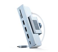 SATECHI Clamp Hub USB-C - USB-C Data Port, USB-A 3.0 Data Ports, Micro/SD Card Readers - for Apple Studio Display and 24-inch iMac, Not Compatible with 2020 and Earlier iMac Models (Blue)