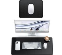 SATECHI Synthetic PU Desk Mat and PU Mouse Pad Bundle 68.1 x 31.5 x 0.3 cm Desk Pad with 24.9 x 19.1 x 0.4 cm Reversible Mouse Mat