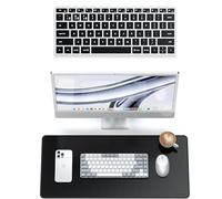 SATECHI Synthetic PU Desk Mat and Slim X1 Bluetooth Keyboard Bundle Large Desk Pad with Backlit Multi Device Wireless Keyboard Silver