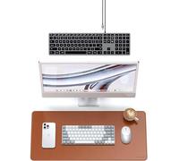 SATECHI Synthetic PU Desk Mat Brown and Slim W3 Wired US QWERTY Keyboard Bundle 68.1 x 31.5 cm
