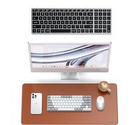 SATECHI Synthetic PU Desk Mat Brown and Slim X2 Bluetooth US QWERTY Keyboard Bundle 68.1 x 31.5 cm