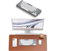 SATECHI Synthetic PU Desk Mat Brown and SM1 Mechanical US QWERTY Keyboard Bundle 68.1 x 31.5 cm