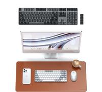SATECHI Synthetic PU Desk Mat Brown and SM3 Mechanical US QWERTY Keyboard Bundle 68.1 x 31.5 cm