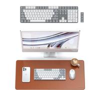 SATECHI Synthetic PU Desk Mat Brown and SM3 Mechanical US QWERTY Keyboard Bundle 68.1 x 31.5 cm