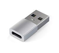 Satechi USB-A to USB-C Adaptor, 10 Gbps, 15 W Charging, Silver | Designed for CarPlay, Mac and Windows laptops and PCs, ultra-fast data transfer, compact USB-C conversion