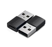 Satechi USB-A to USB-C Adaptor (2PK), High-Speed USB to USB-C Adaptor with Ultra-Fast Data Transfer and Power Delivery Charging, Designed for CarPlay and Modern Devices, Space Black