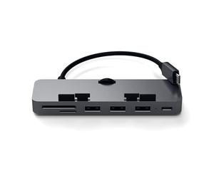 SATECHI USB-C Clamp Hub for iMac, Space Grey | For iMac 2017/2019/2020 and iMac Pro, USB-C data, 3 × USB-A 3.0 ports, SD/microSD readers, not compatible with 2021 M1 iMac