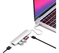 SATECHI USB C Hub 6-in-1 Slim Classic, Multiport Adapter with 4K HDMI, 60W PD Charging, 2 USB-A Ports, microSD/SD Card Readers, For MacBook, Windows and USB Type-C Devices - Silver