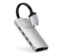 Satechi ST-TCDMMAS Type C Dual to HDMI 60Hz, HDMI 30Hz, Gigabit Ethernet, 2 x Micro/SD Card Readers, 2 x USB-A 3.0 Dual Multimedia Adapter 4.94 inch Space Grey