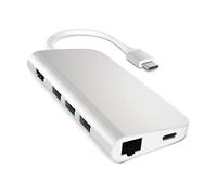 SATECHI Aluminum Multi-Port Adapter 4K HDMI, USB-C Pass Through, Gigabit Ethernet, SD/Micro Card Readers, USB 3.0 - For M2/ M1 MacBook Pro/Air, M2/ M1 iPad Pro/Air, M2 Mac Mini, iMac M1 (Silver)