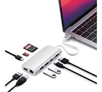 SATECHI USB C Multimedia Hub Adapter with 4K HDMI, Mini DisplayPort, PD 60W, Ethernet, USB 3.0, Micro/SD, for MacBook Air & Pro M5 M4, iPad Air & Pro, Chromebook, Windows and more - Silver