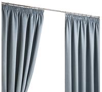Sateen Woven Blackout Duck Egg Pencil Pleat/Tape Top Unlined Readymade Curtain Pair 45x90in(114x228cm) Approximately By Hamilton McBride®