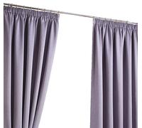 Sateen Woven Blackout Mauve Pencil Pleat/Tape Top Unlined Readymade Curtain Pair 45x90in(114x228cm) Approximately By Hamilton McBride®