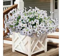 Satefello 20 Bundles Artificial Flowers for Outdoors, UV Resistant Fake Flowers with Plastic Plants, Faux Silk Flowers for Planter Outdoors, Window Box Front Porch Patio Decor-White