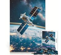 Satellite Orbiting Earth 1000 Piece Jigsaw Puzzles for Teenagers Jigsaw Recall Build Easy Leisure Neat Cut Santa Wish Gift (38x52cm)