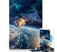 Satellite Orbiting Earth in Space Art 1000 Piece Jigsaw Puzzles for Adults Jigsaw Mind Puzzle Mind Calm Art Assembly Unique Gift (38x26cm)