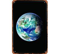 Satellite View of Earth from Outer Space Photo Black Art Metal Tin Signs Room Stuff Wall Decor Sign 8x12 Inch