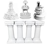 Saterkali 12Pcs 3 Size Roman Column Cake Pillar Cake Dowel Rods, Cake Rods Non-Stick Reusable Plastic Delicate Cake Decorating Kit for Stacking Round Cake, 2 Inch, 5 Inch, 6.7 Inch S