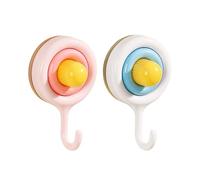 Saterkali 1PCS Suction Hooks Reusable Non-Mark Waterproof Wall Hooks Hangers Suction for Bathroom with Vacuum Cups No Drilling, for Coats Scarfs Towels Bags Keys in Bathroom Kitchen Office Blue Pink