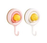Saterkali 1PCS Suction Hooks Reusable Non-Mark Waterproof Wall Hooks Hangers Suction for Bathroom with Vacuum Cups No Drilling, for Coats Scarfs Towels Bags Keys in Bathroom Kitchen Office Pink White